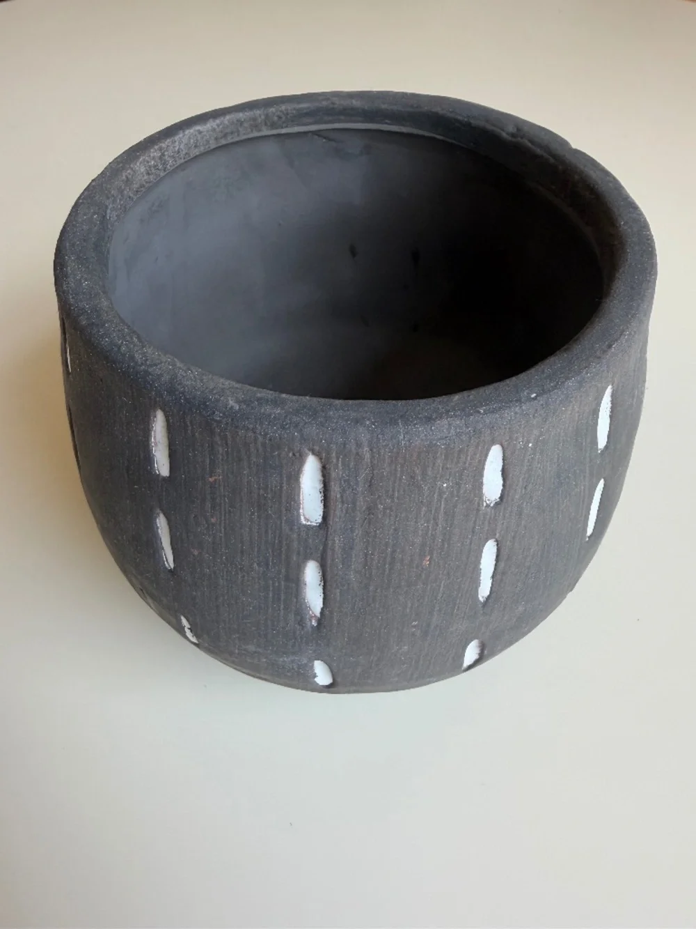 Gray & White Terracotta Pot/Vase – 4.5”